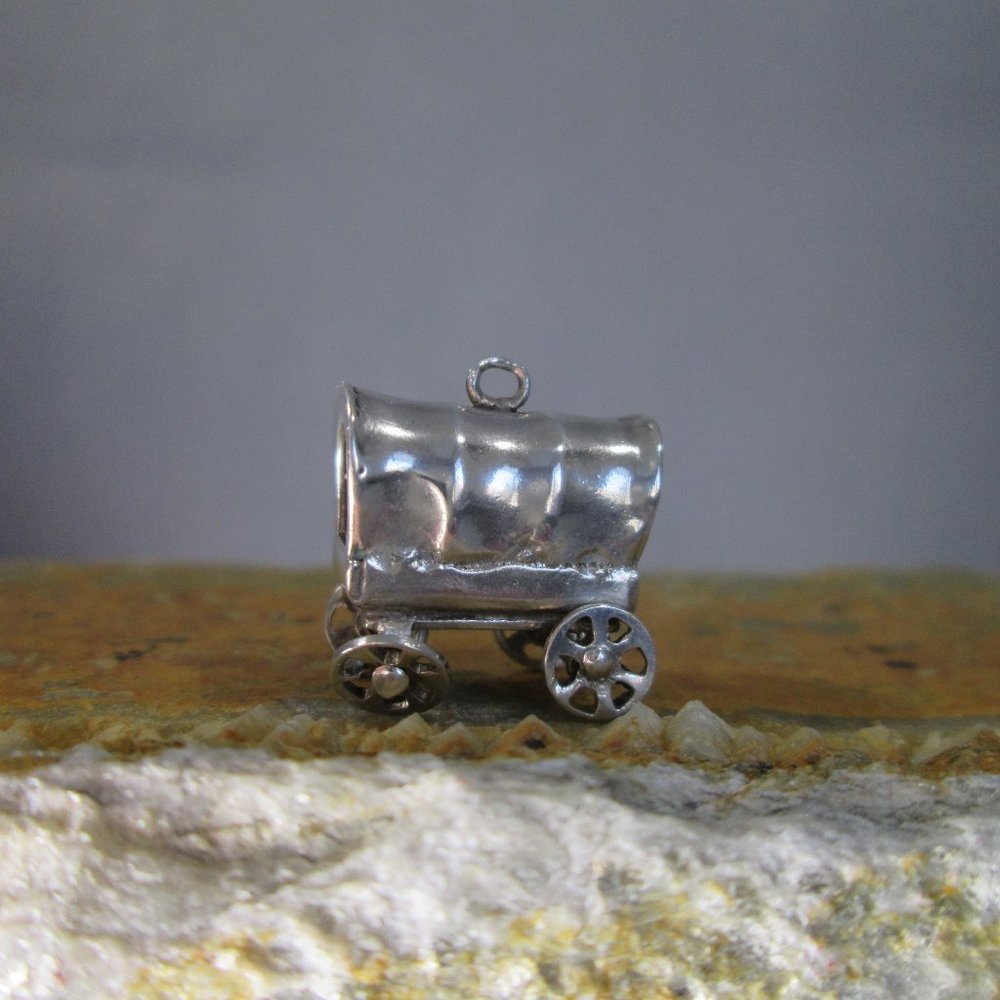 Sterling Silver Charm Conestoga Covered Wagon - Picture 3 of 7